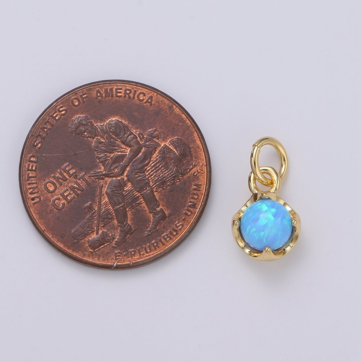 Solitaire Opal Charm, 14K Gold Filled Add on Charm, Round Ball 5mm Diameter Opal Pendant E-037 E-038, E-039, E-040, E-041, E-042, E-043, E-043, E-044, E-045, E-046, E-047, E-048 - DLUXCA