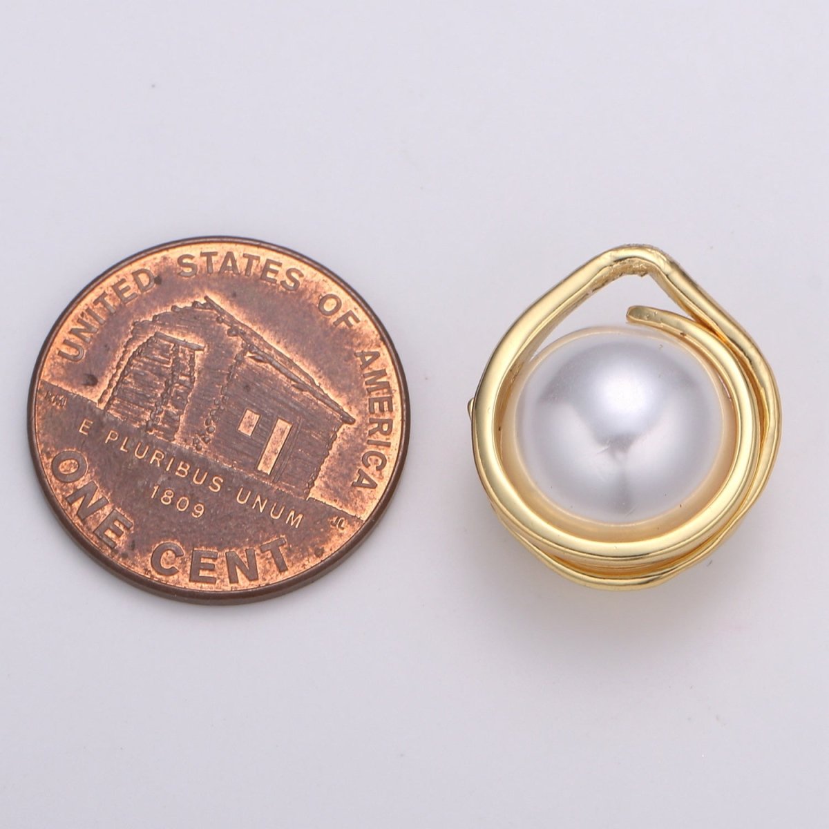 Solitaire Pearl Round Pendant gold Charm White Pearl DIY Jewelry Necklace making,E-223 - DLUXCA