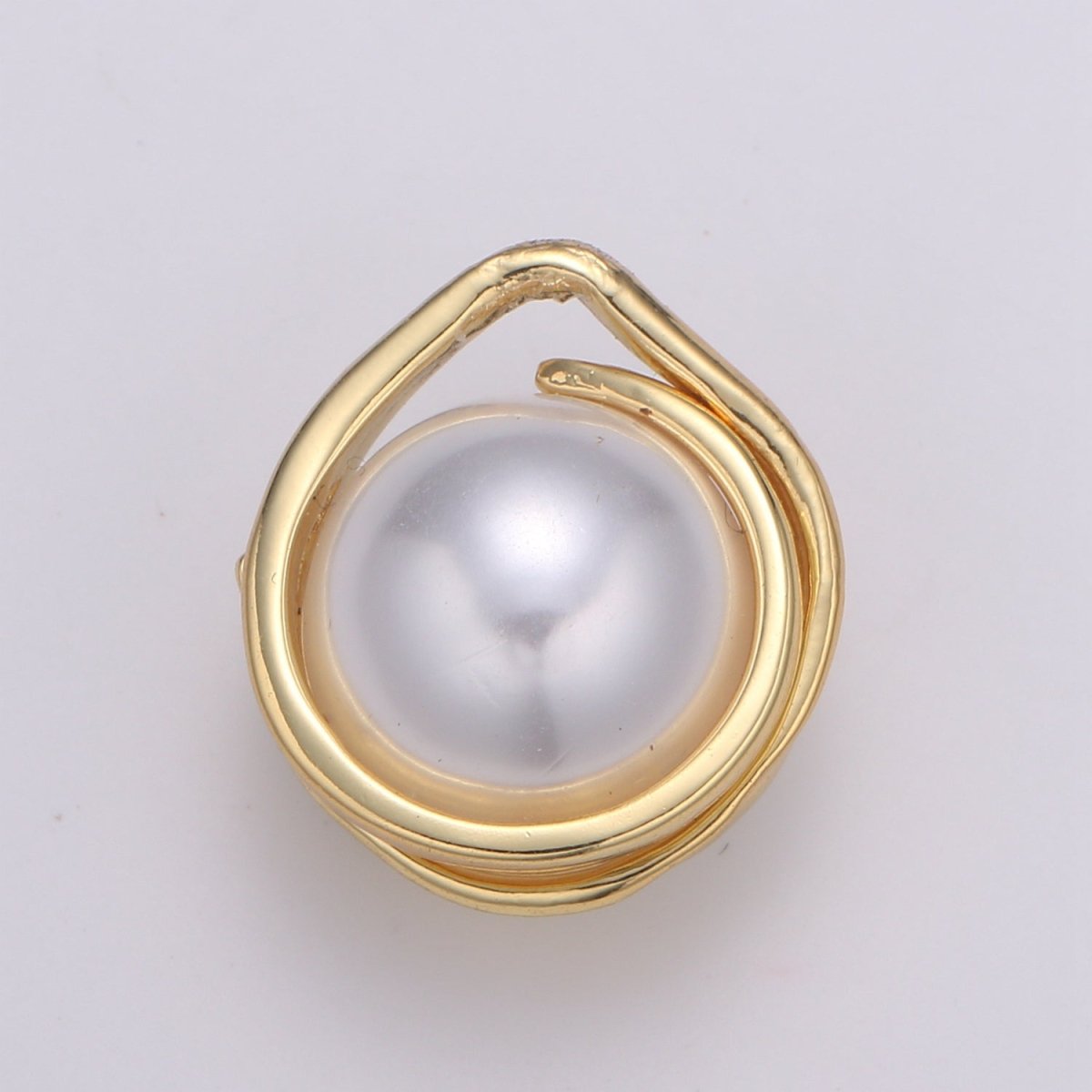 Solitaire Pearl Round Pendant gold Charm White Pearl DIY Jewelry Necklace making,E-223 - DLUXCA