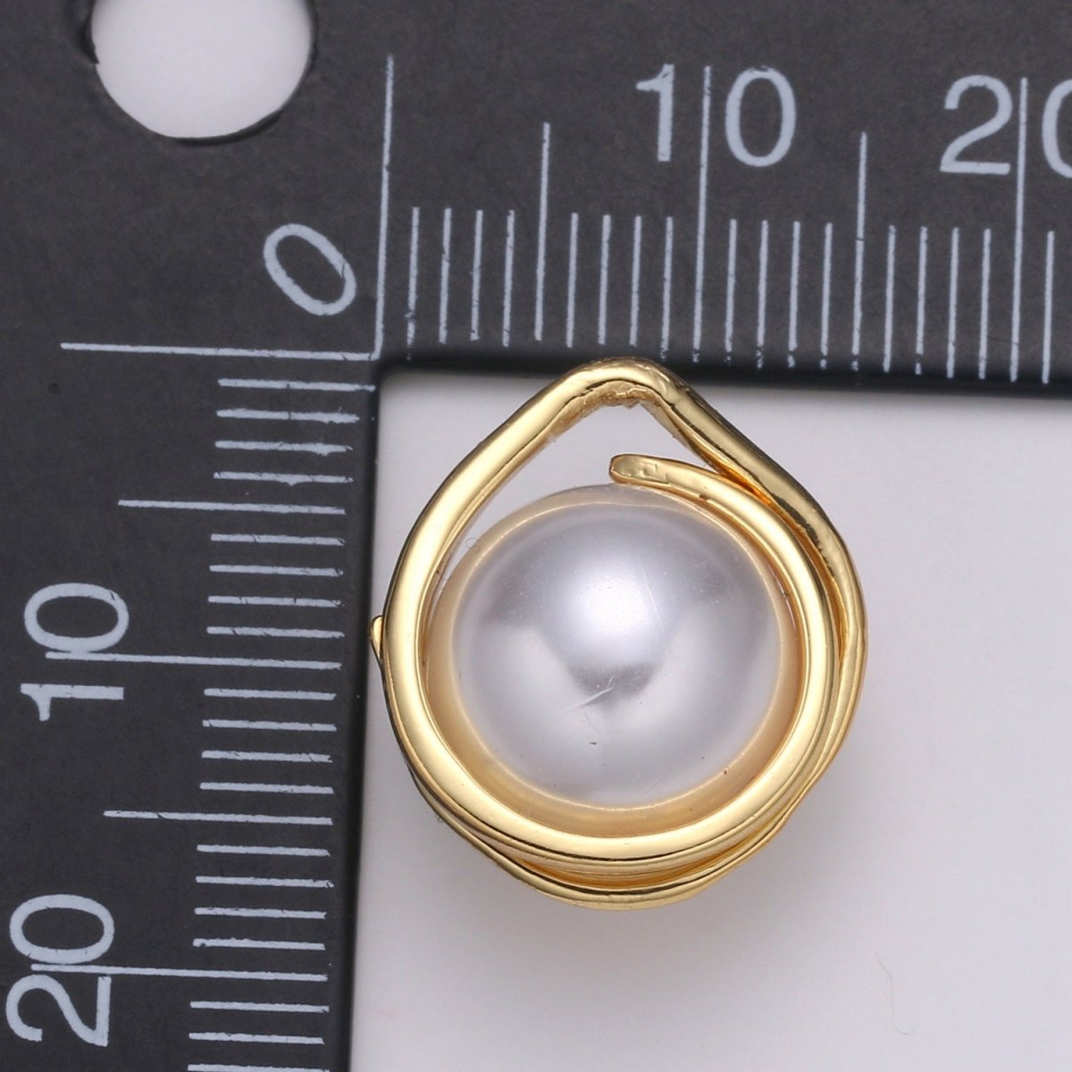 Solitaire Pearl Round Pendant gold Charm White Pearl DIY Jewelry Necklace making,E-223 - DLUXCA