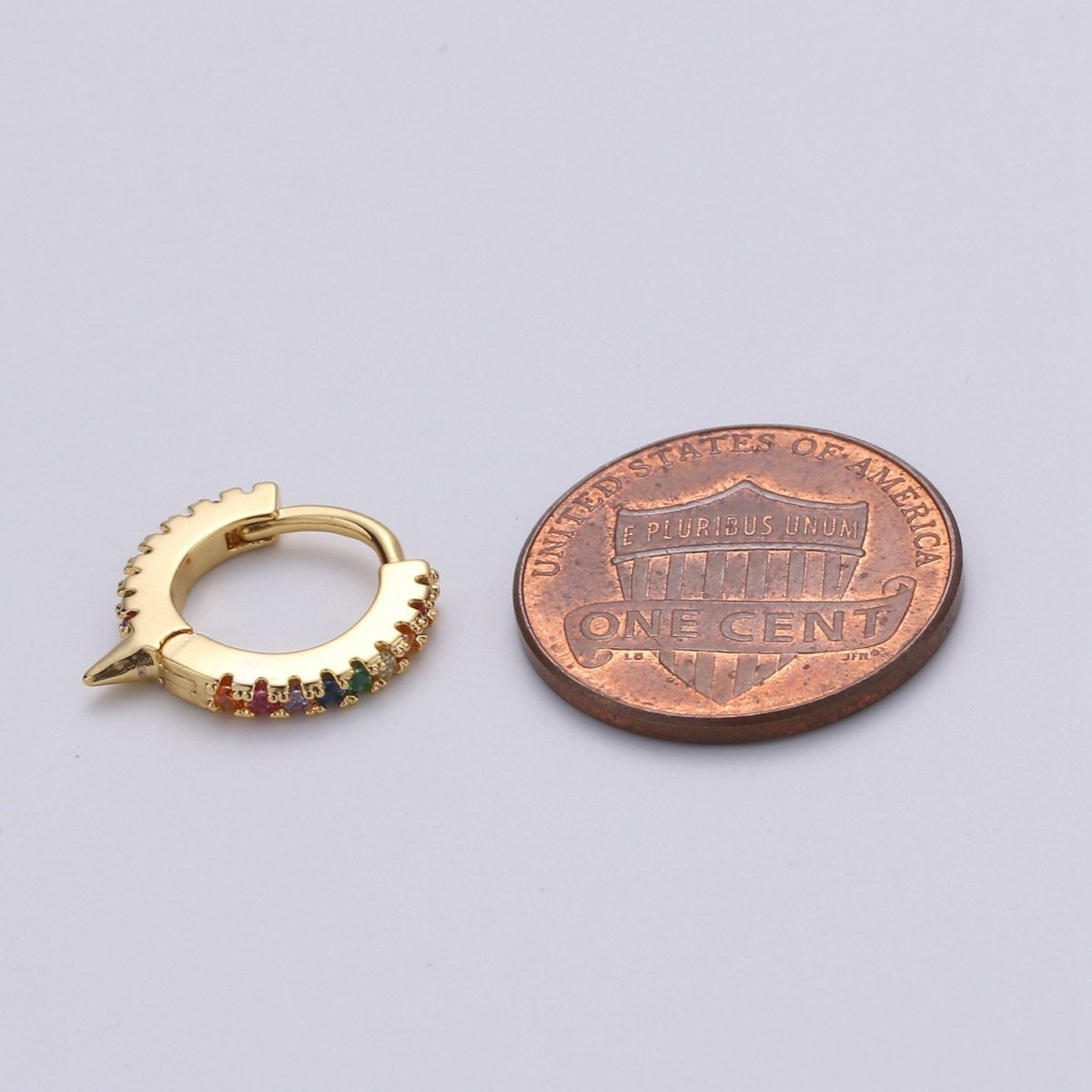 Spike Gold hoop earrings - huggie hoops earrings - Dainty hoops Earring - Tiny hoops Thin hoops Minimalist Jewelry Micro Pave Earring K-643 K-644 - DLUXCA