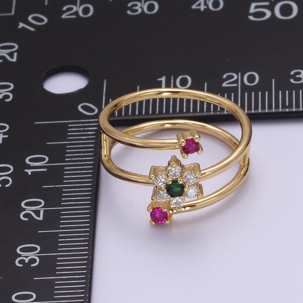 Spiral Finger Wrap Ring/ Flower Cz Gold Band Ringt CZ Diamond Wraparound Ring Midi Thumb Ring S-538 S-539 - DLUXCA