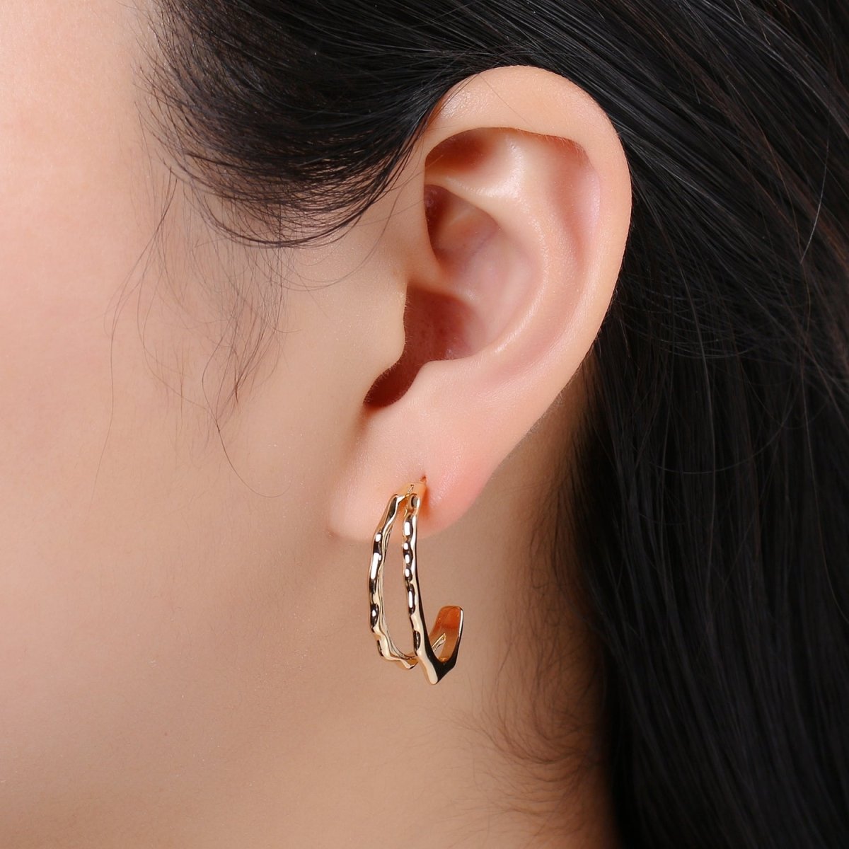 Split Path Design 18K Gold Stud Earring,Rose Gold Weavy Earring, Modern design for DIY Earring Craft Supply Jewelry Making,EARR-1427 Q-449 - DLUXCA