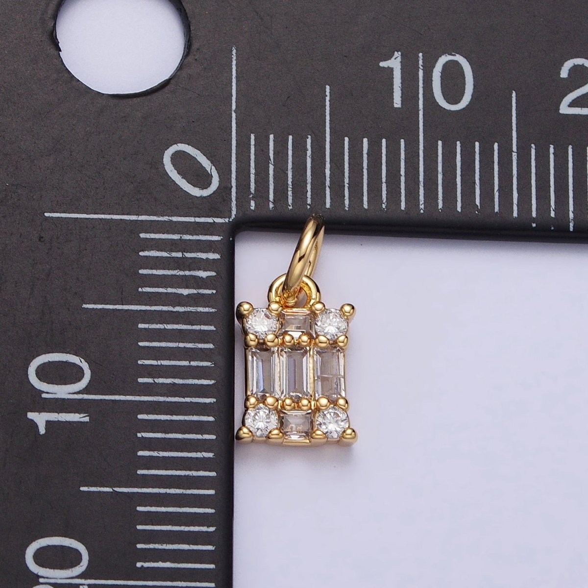 Square Clear CZ Cubic Zirconia Baguette Add-On Charm in Gold & Silver | AC209 AC210 - DLUXCA