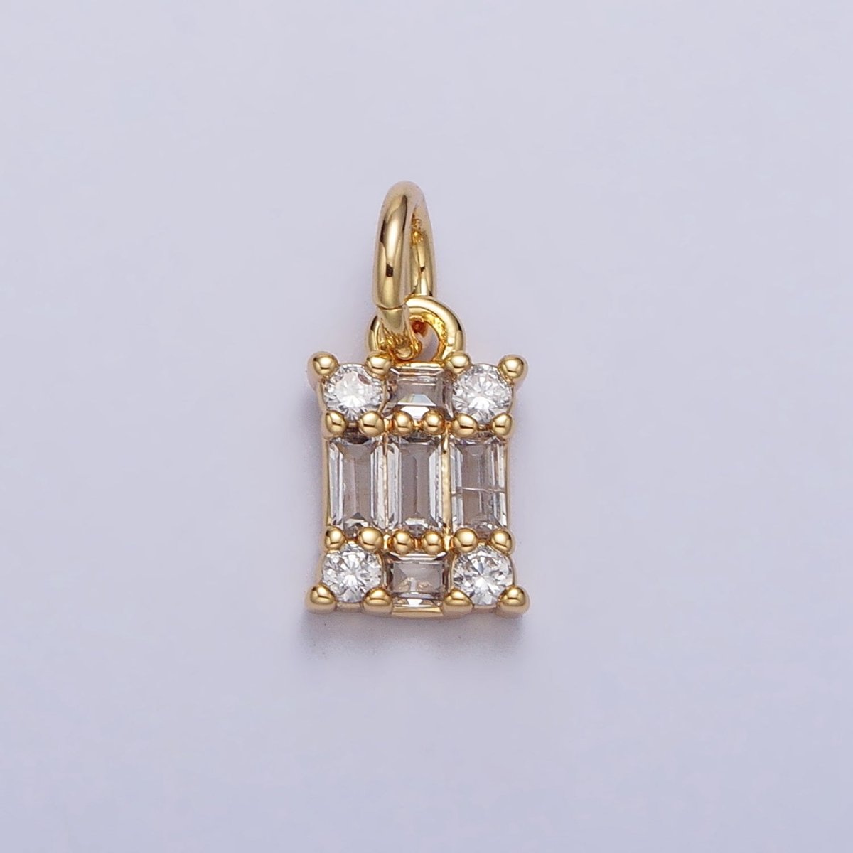 Square Clear CZ Cubic Zirconia Baguette Add-On Charm in Gold & Silver | AC209 AC210 - DLUXCA