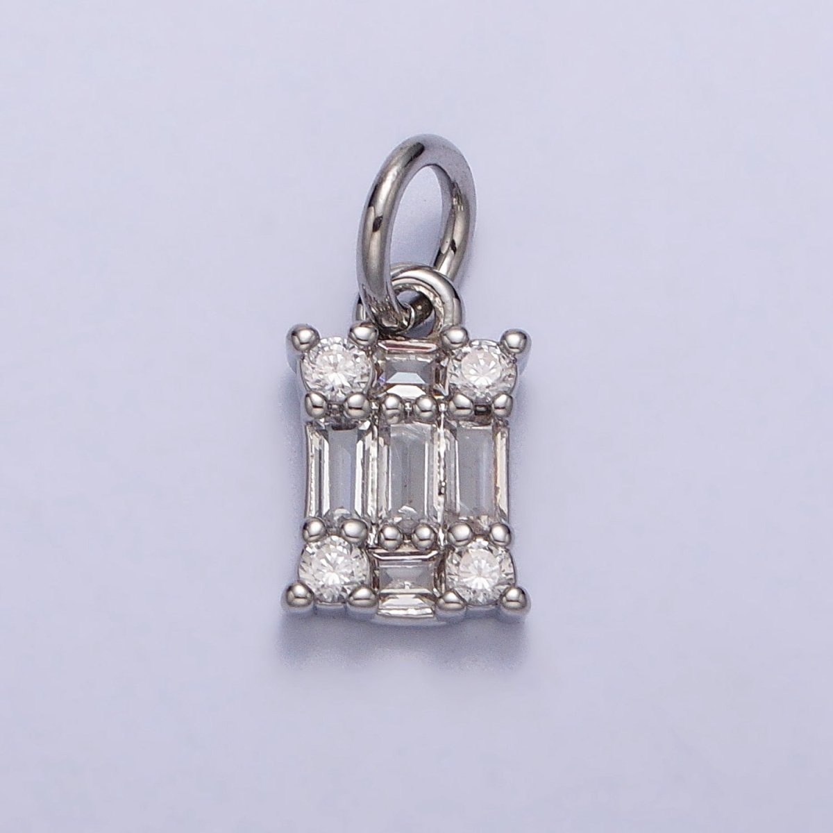 Square Clear CZ Cubic Zirconia Baguette Add-On Charm in Gold & Silver | AC209 AC210 - DLUXCA