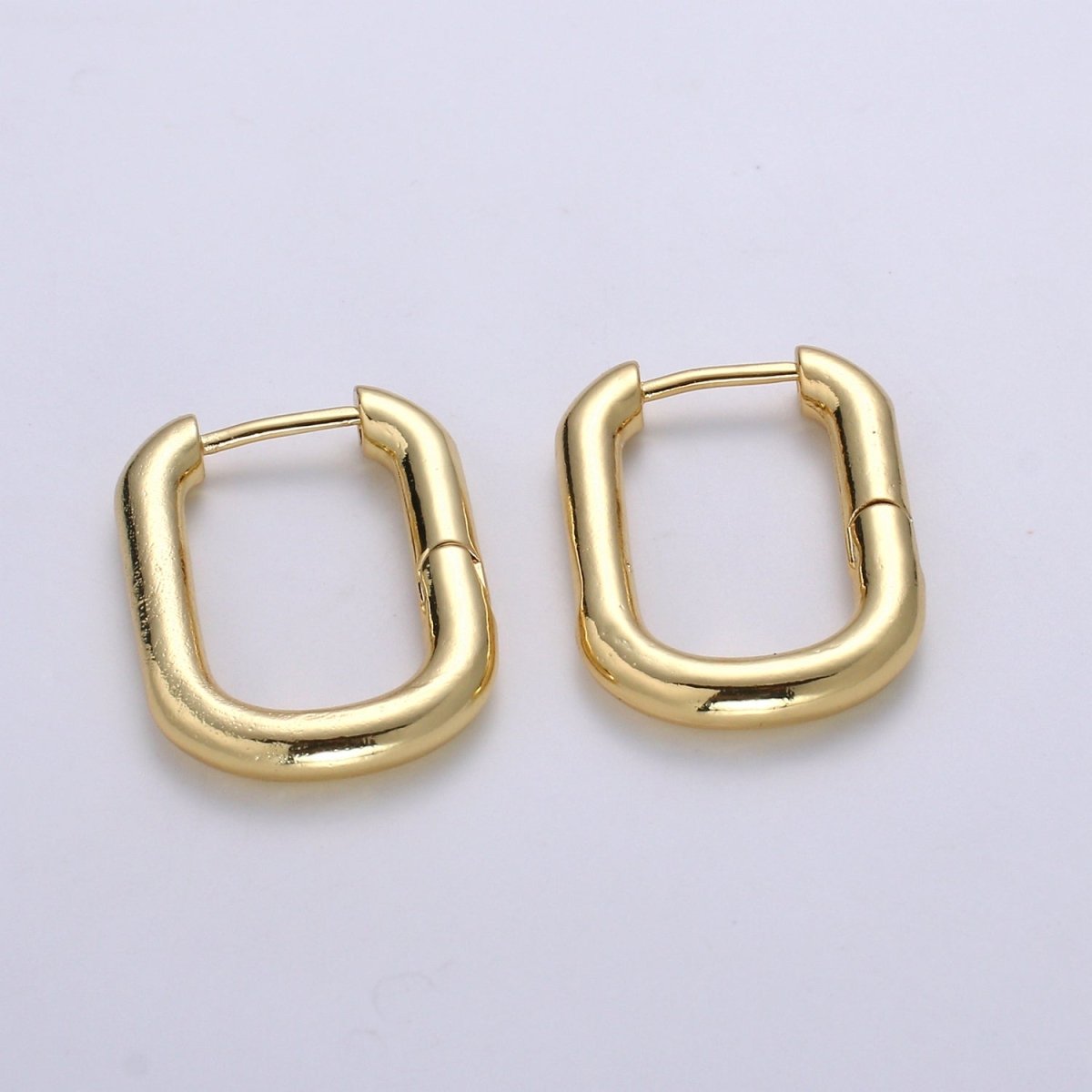 Square Hoop Earrings, U-Shape Gold Hoops, 14k Gold Filled Huggie Earrings, Geometric Huggies, Oval Hoop earrings, Mini hoops Q-087 P-037 - DLUXCA