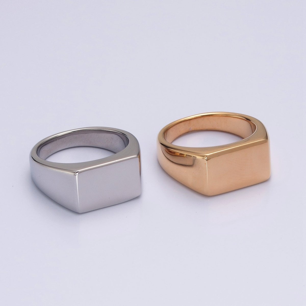 Square Signet Ring, Stainless Steel Classic Signet ring, Middle ring Rectangle ring Minimalist Jewelry S-045 ~ S-048 - DLUXCA