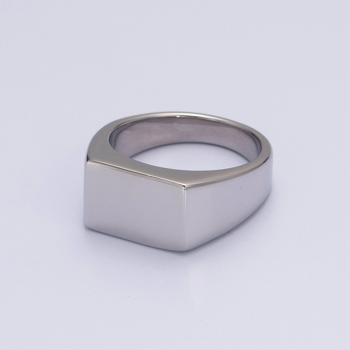 Square Signet Ring, Stainless Steel Classic Signet ring, Middle ring Rectangle ring Minimalist Jewelry S-045 ~ S-048 - DLUXCA