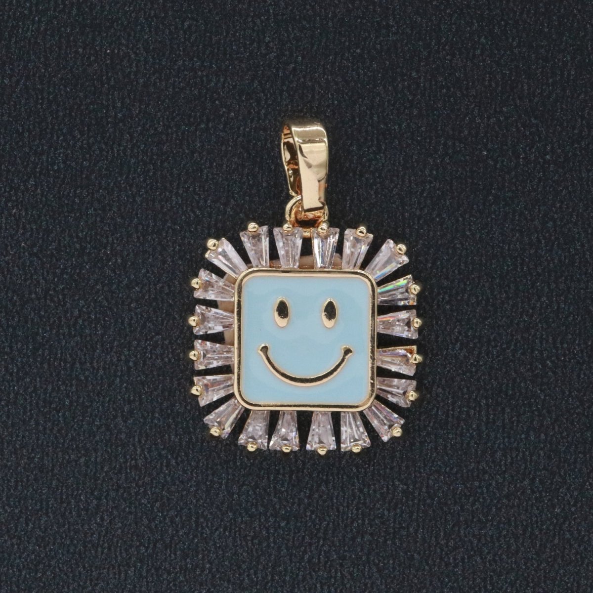 Square Smiley Face Charm Cubic Happy Face Pendant for Necklace Earring Component 31x22mm I-307 ~ I-312 - DLUXCA
