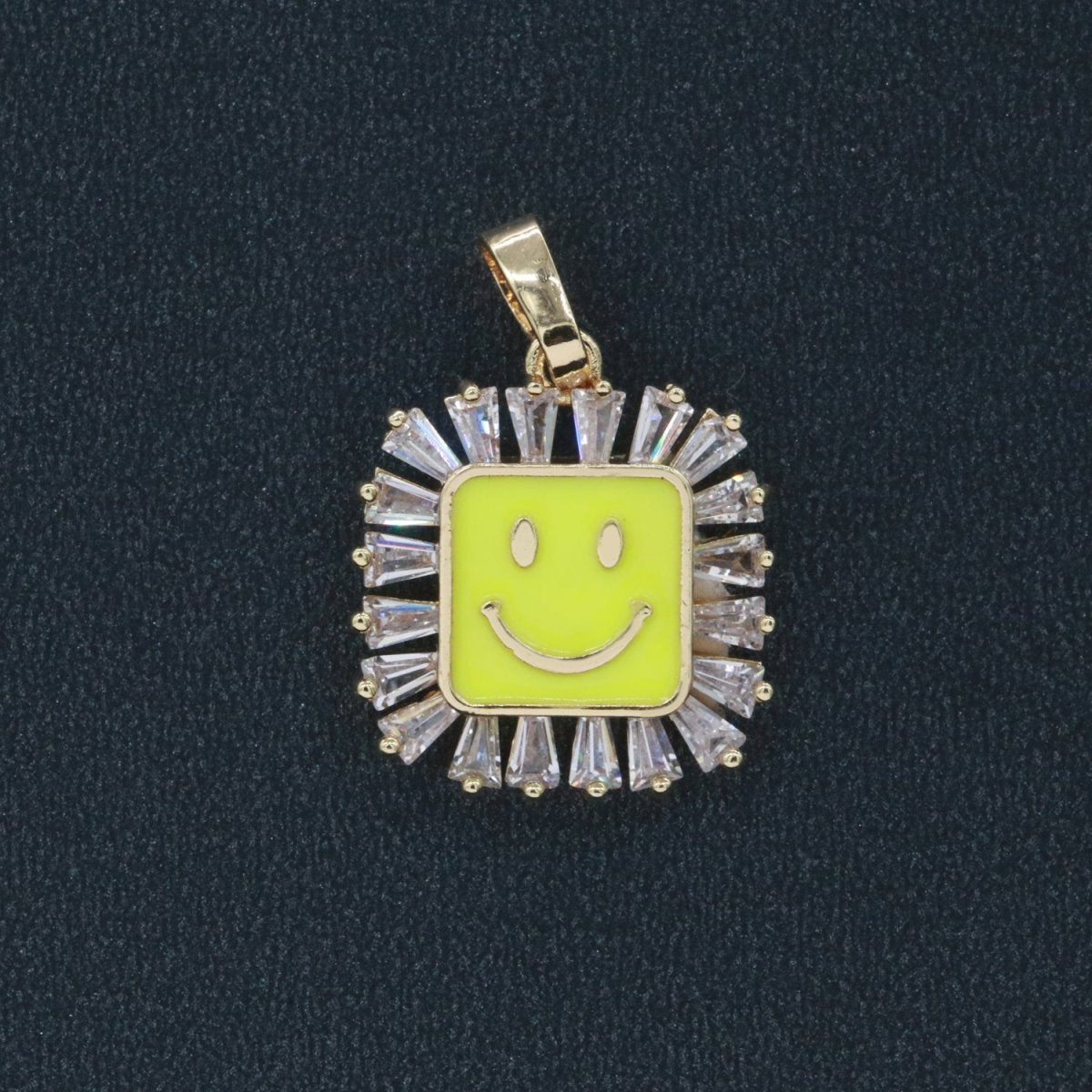 Square Smiley Face Charm Cubic Happy Face Pendant for Necklace Earring Component 31x22mm I-307 ~ I-312 - DLUXCA
