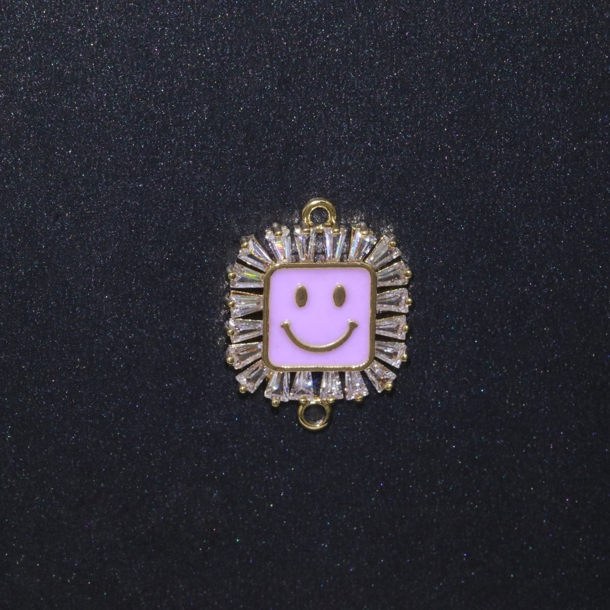 Square Smiley Face Charm Cubic Happy Face Pendant for Necklace Earring Component Enamel Y2K Jewelry Trend White Teal Pink Blue F-850~F-855 - DLUXCA