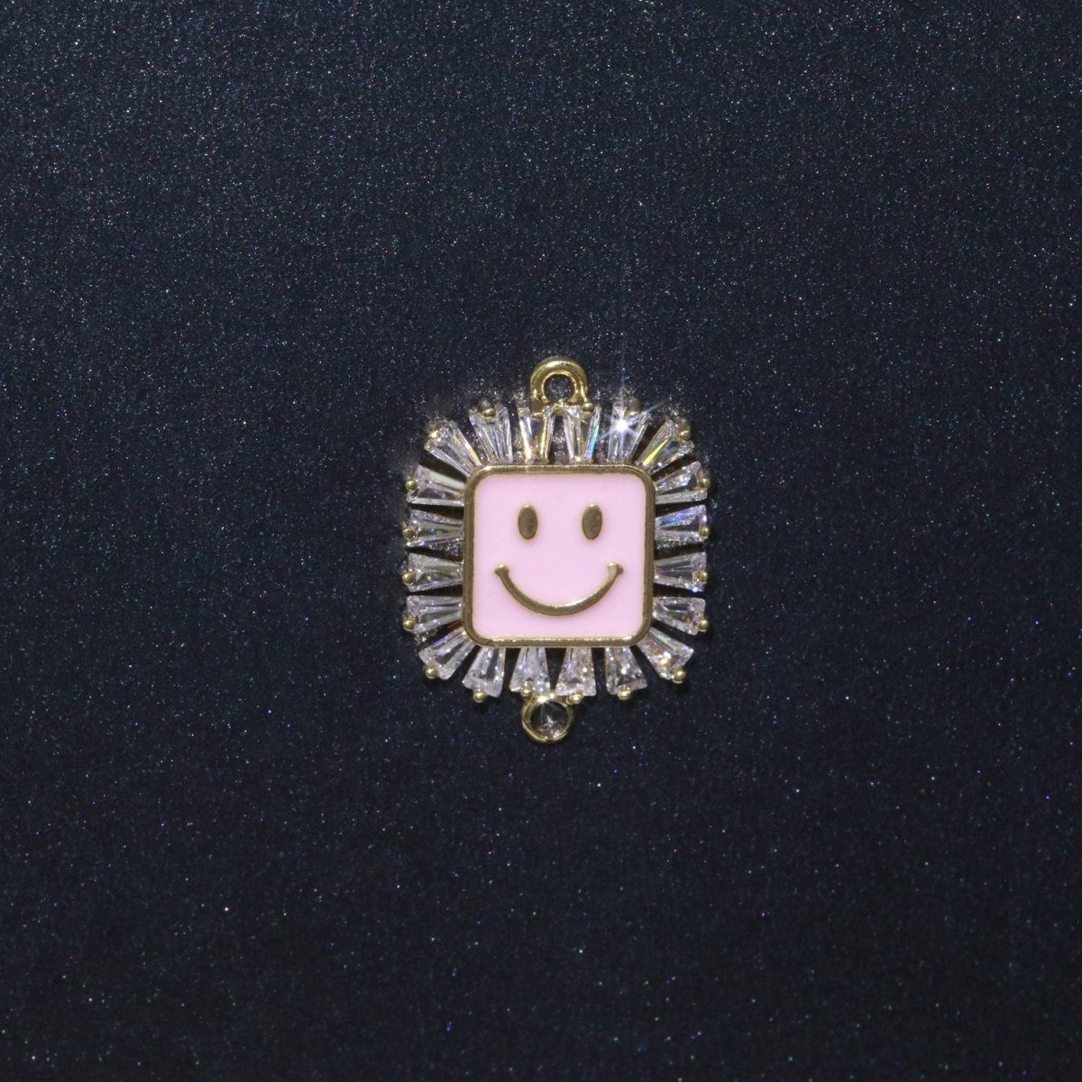 Square Smiley Face Charm Cubic Happy Face Pendant for Necklace Earring Component Enamel Y2K Jewelry Trend White Teal Pink Blue F-850~F-855 - DLUXCA