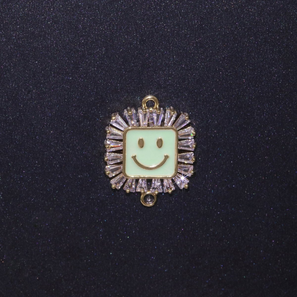 Square Smiley Face Charm Cubic Happy Face Pendant for Necklace Earring Component Enamel Y2K Jewelry Trend White Teal Pink Blue F-850~F-855 - DLUXCA