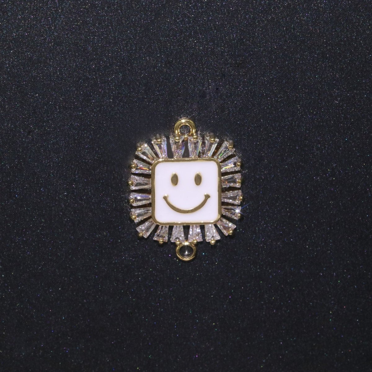 Square Smiley Face Charm Cubic Happy Face Pendant for Necklace Earring Component Enamel Y2K Jewelry Trend White Teal Pink Blue F-850~F-855 - DLUXCA