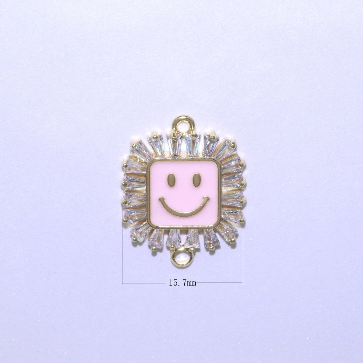 Square Smiley Face Charm Cubic Happy Face Pendant for Necklace Earring Component Enamel Y2K Jewelry Trend White Teal Pink Blue F-850~F-855 - DLUXCA