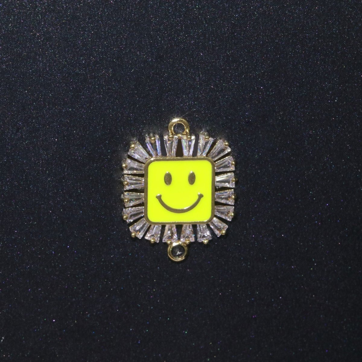 Square Smiley Face Charm Cubic Happy Face Pendant for Necklace Earring Component Enamel Y2K Jewelry Trend White Teal Pink Blue F-850~F-855 - DLUXCA