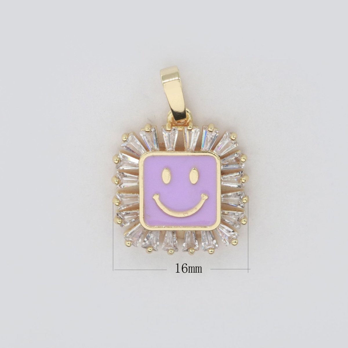 Square Smiley Face Charm Cubic Happy Face Pendant for Necklace Earring Component I-219 I-223 I-225 I-231 I-232 I-239 - DLUXCA