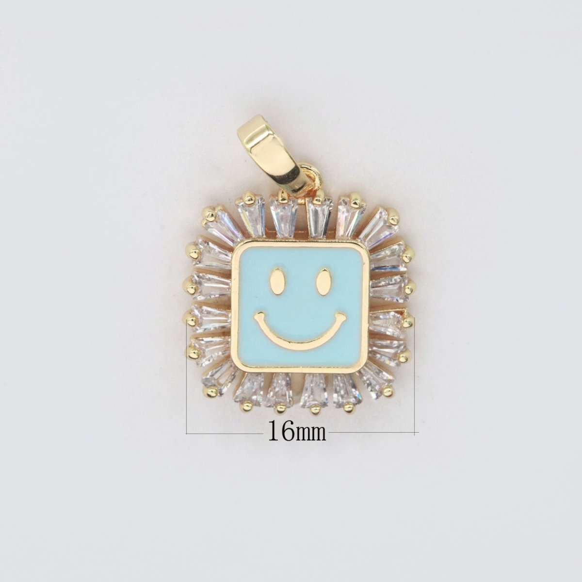 Square Smiley Face Charm Cubic Happy Face Pendant for Necklace Earring Component I-219 I-223 I-225 I-231 I-232 I-239 - DLUXCA