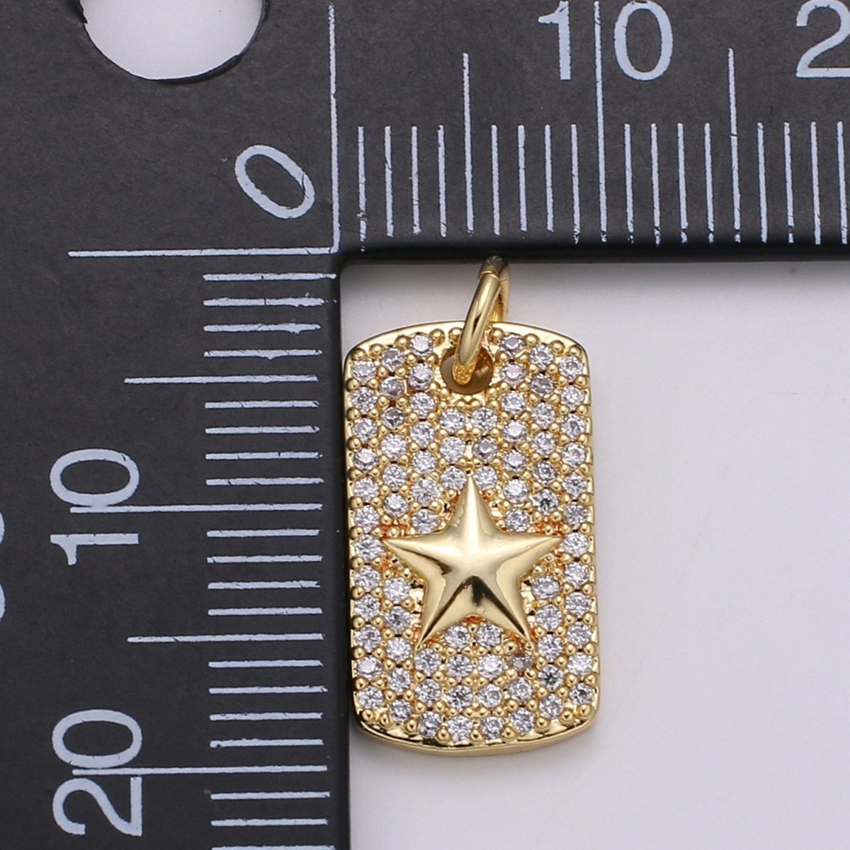 Square Star Charm Gold Filled Crystal Star Charm E-137 - DLUXCA