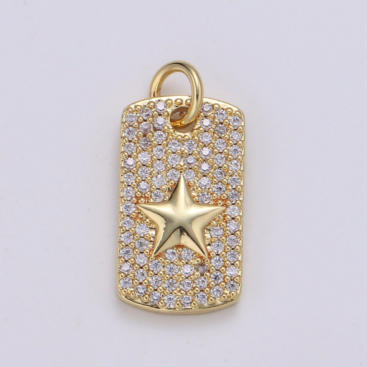 Square Star Charm Gold Filled Crystal Star Charm E-137 - DLUXCA