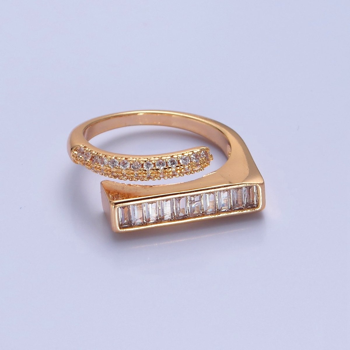 Stackable Gold Pave Baguette Green / Clear CZ Ring O-2232 O-2233 - DLUXCA