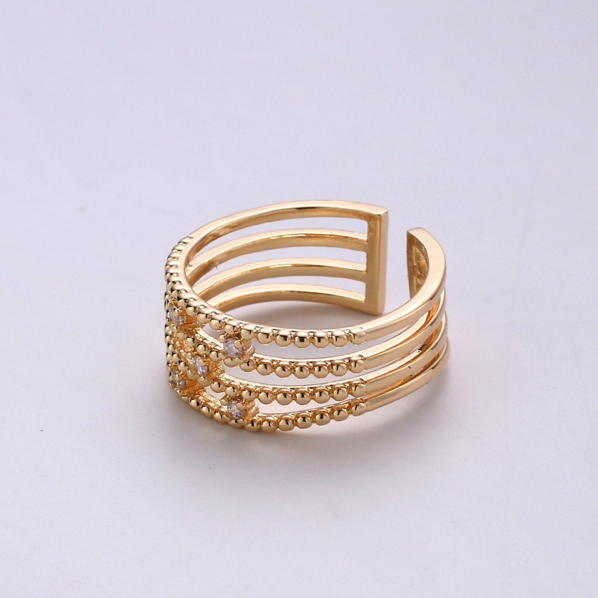 Stackable Rings, Wedding Stackable Rings, Gold Wedding Ring, Micro Pave Cz Ring Open Gold Band Ring R-056 - DLUXCA