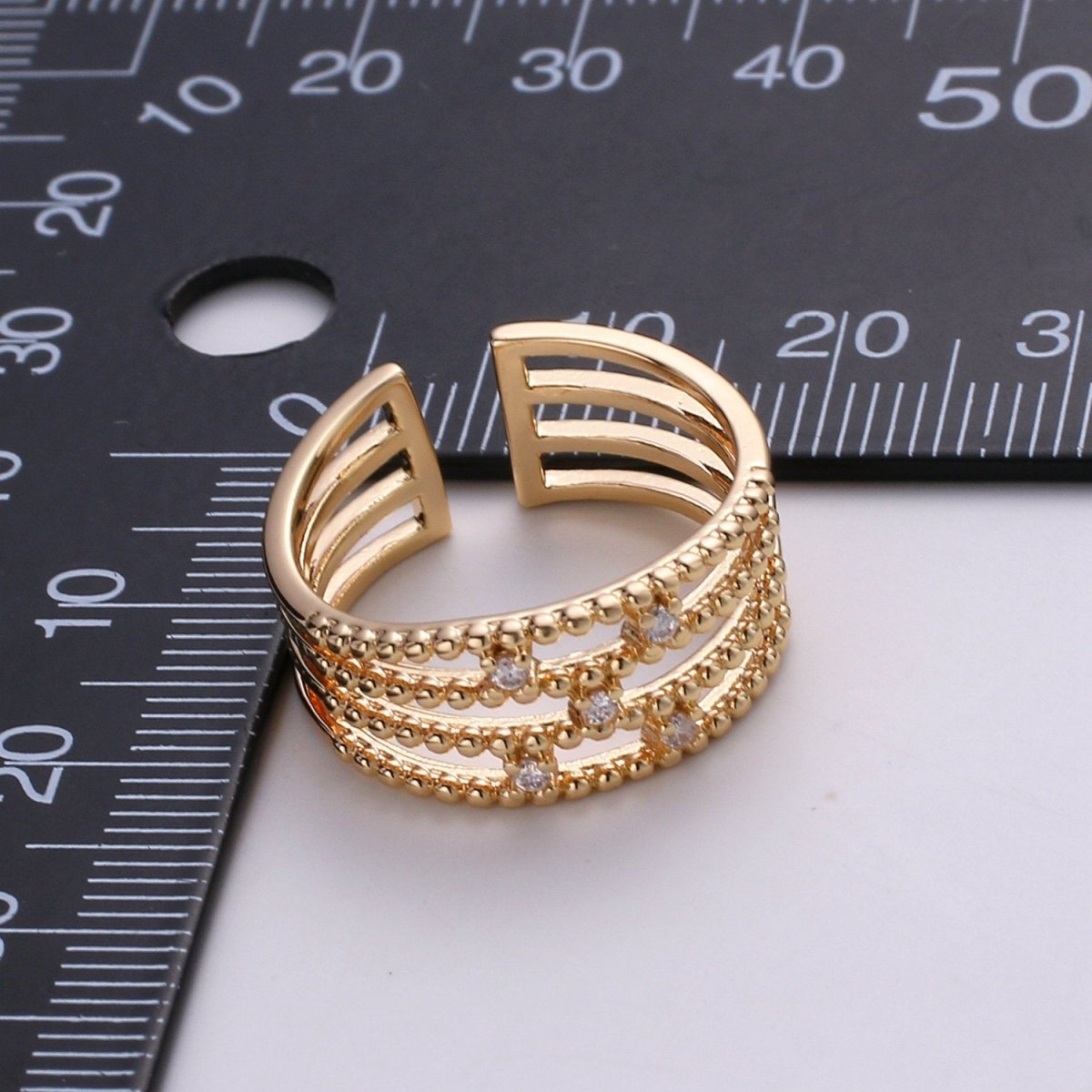 Stackable Rings, Wedding Stackable Rings, Gold Wedding Ring, Micro Pave Cz Ring Open Gold Band Ring R-056 - DLUXCA