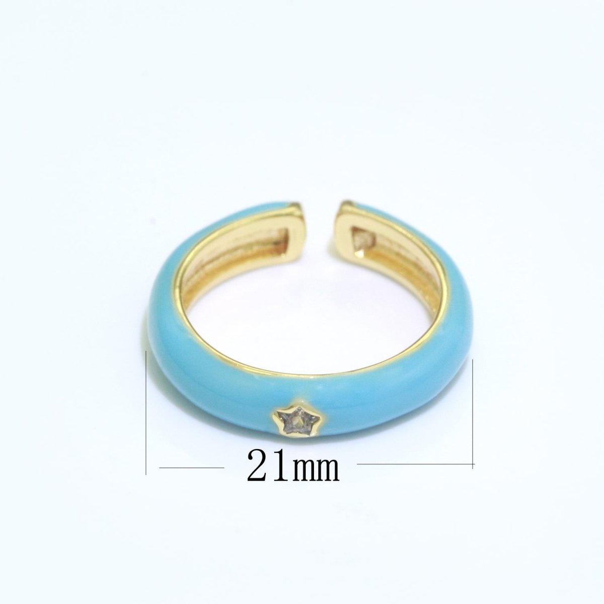 Stacking Enamel Bands Star Ring White Black Blue Teal Band Ring Colorful Jewelry Gold Filled Open Adjustable Ring For Gift S-103~S-107 - DLUXCA