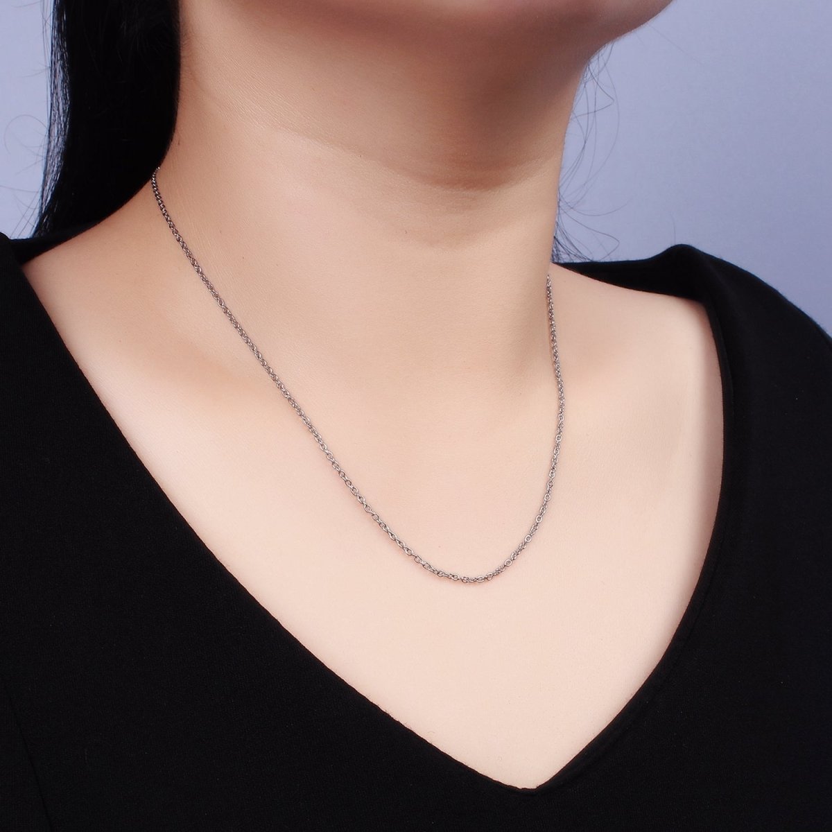 Stainless Steel 0.8mm Dainty Cable Chain 18 Inch Layering Chain Necklace | WA-2110 Clearance Pricing - DLUXCA