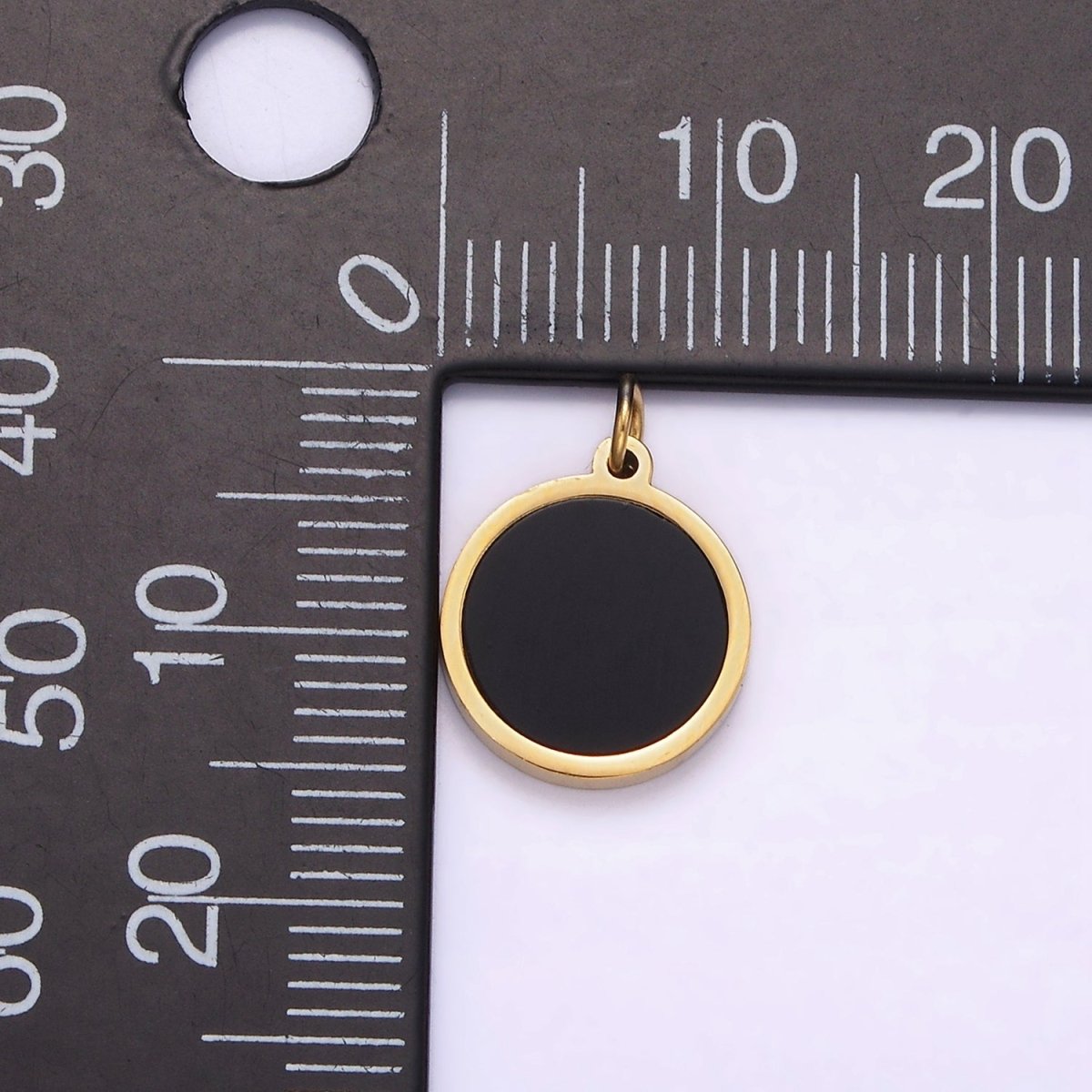 Stainless Steel 10mm Black Bezel Minimalist Charm | P1238 - DLUXCA