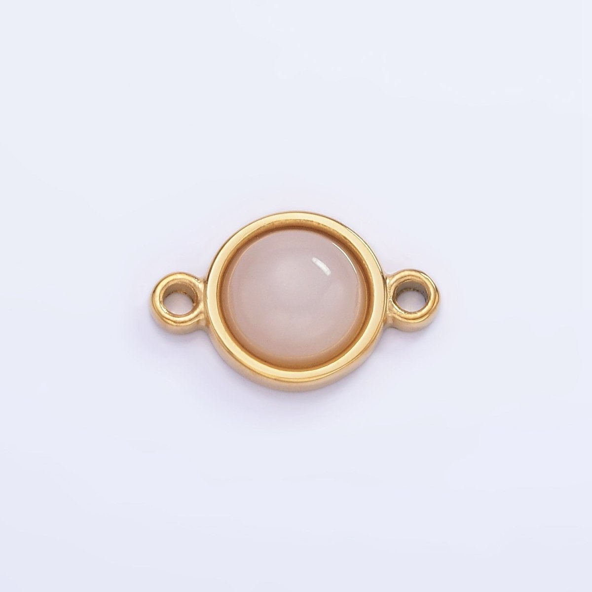 Stainless Steel 10mm Cat's Eye, White Agate, Chalcedony Bezel Round Connector | G361 G363 - DLUXCA
