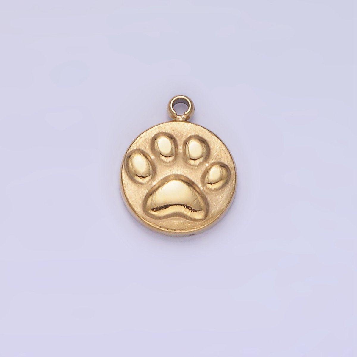 Stainless Steel 10mm Pet Pawprint Dog Round Mini Charm | P940 - DLUXCA