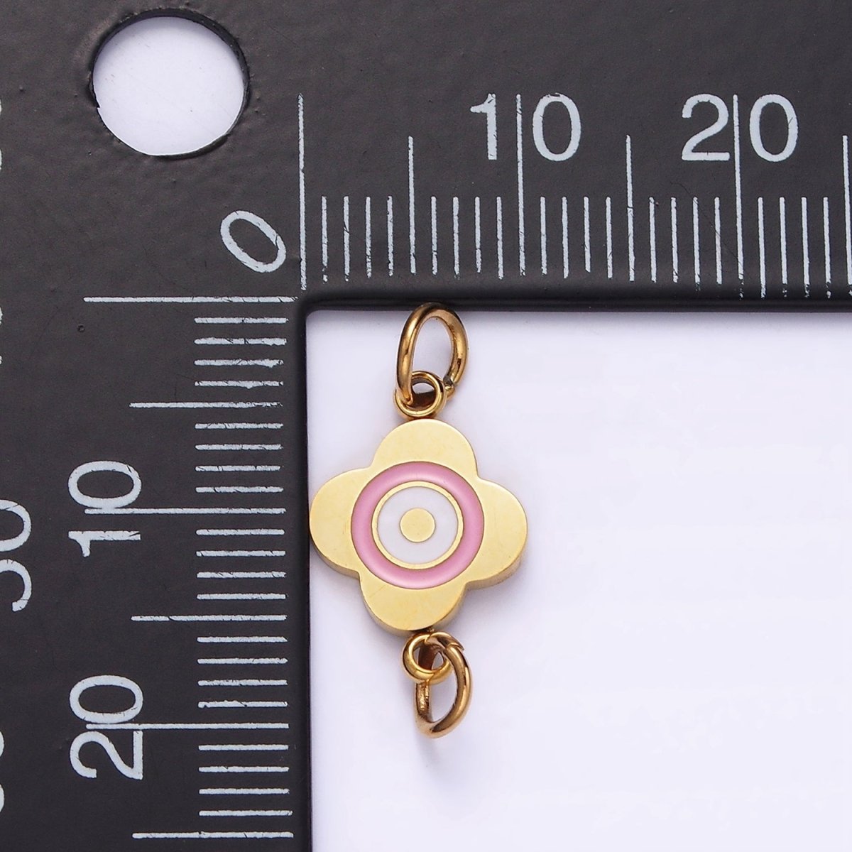 Stainless Steel 10mm Pink Flower Quatrefoil Connector in Gold & Silver | G-893 G-894 - DLUXCA