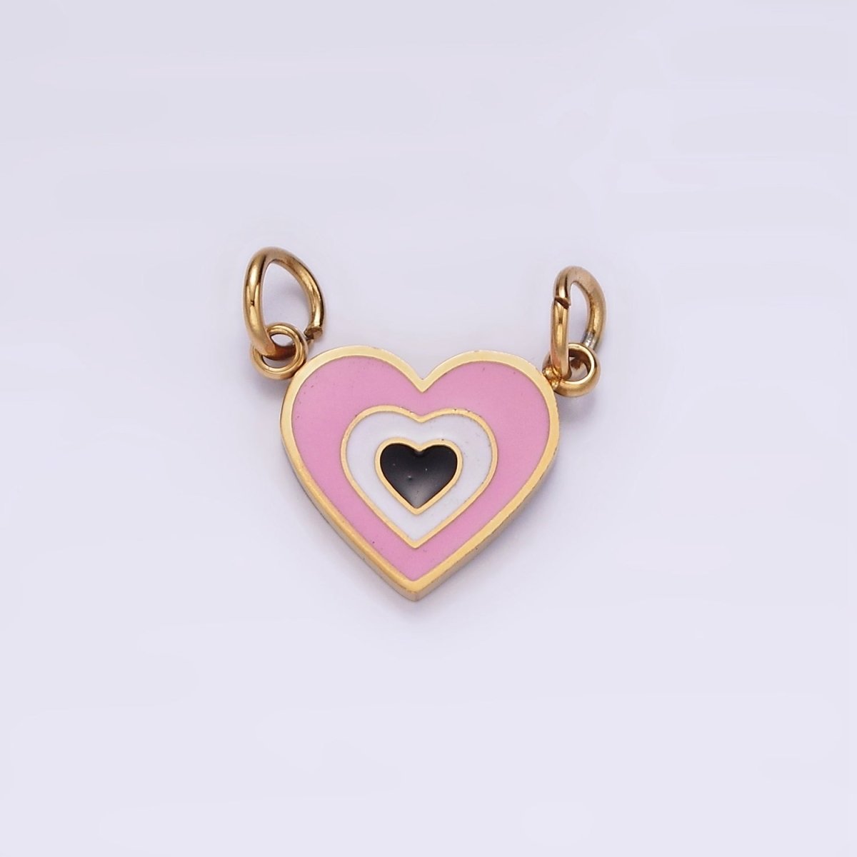 Stainless Steel 10mm Pink Heart Connector in Gold & Silver | G-891 G-892 - DLUXCA