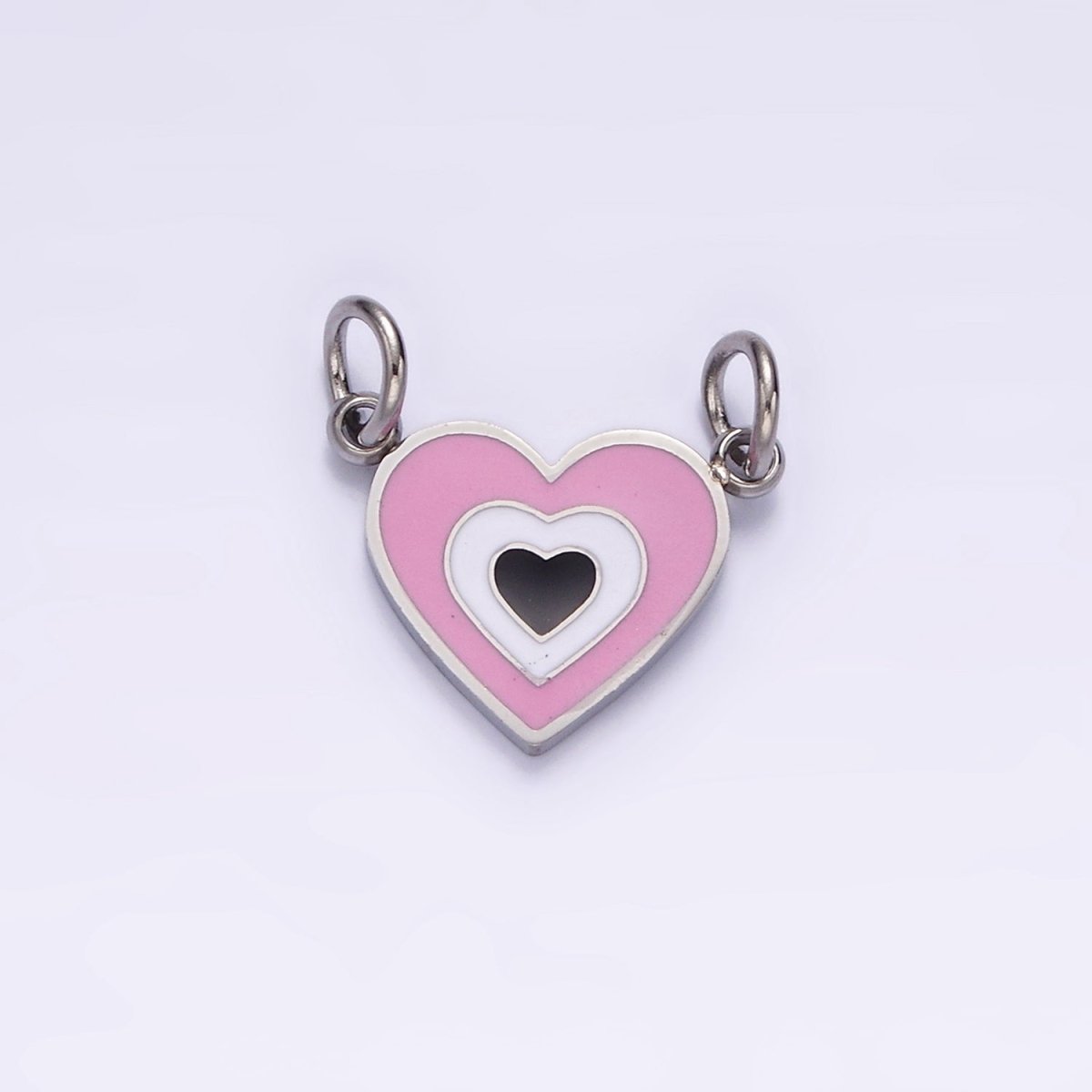 Stainless Steel 10mm Pink Heart Connector in Gold & Silver | G-891 G-892 - DLUXCA