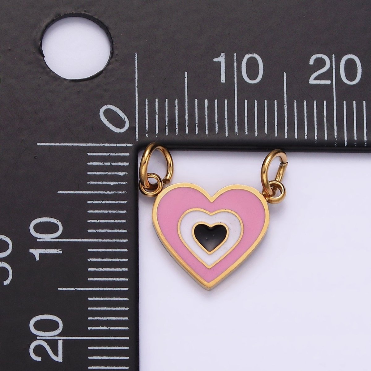 Stainless Steel 10mm Pink Heart Connector in Gold & Silver | G-891 G-892 - DLUXCA