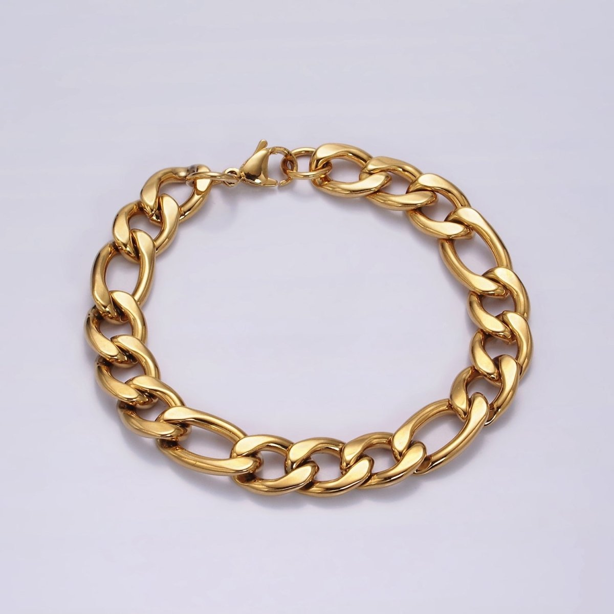 Stainless Steel 11.5mm Concave Flat Curb Chain 8.5 Inch Bracelet | WA-2256 Clearance Pricing - DLUXCA