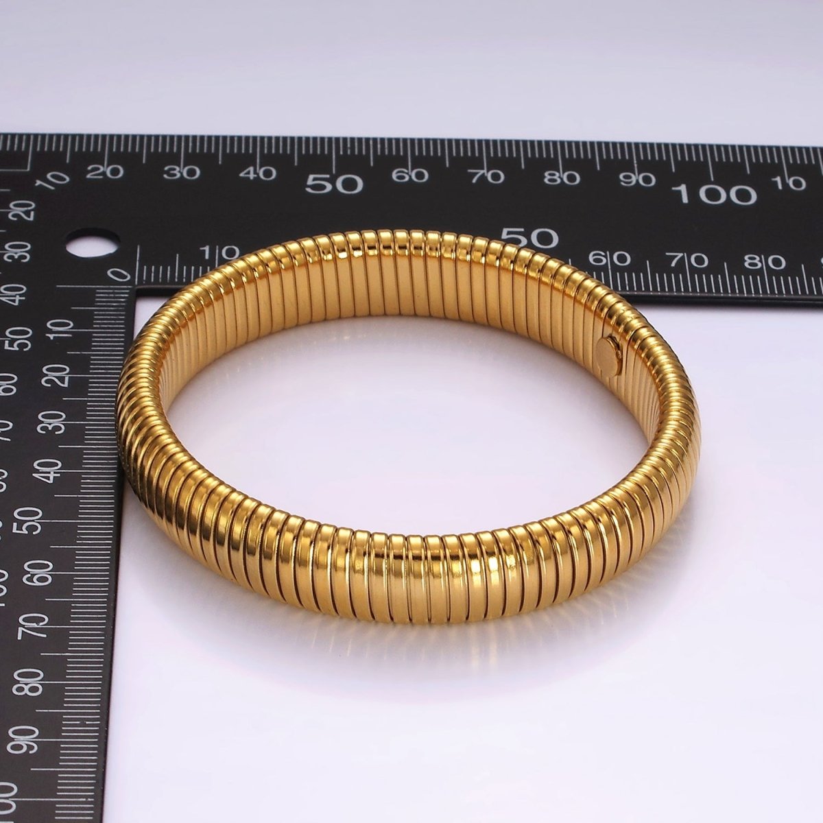 Stainless Steel 11.8mm, 14.8mm Flexible Snake 70mm Bangle Bracelet in Gold & Silver | WA-2325 - WA-2328 - DLUXCA