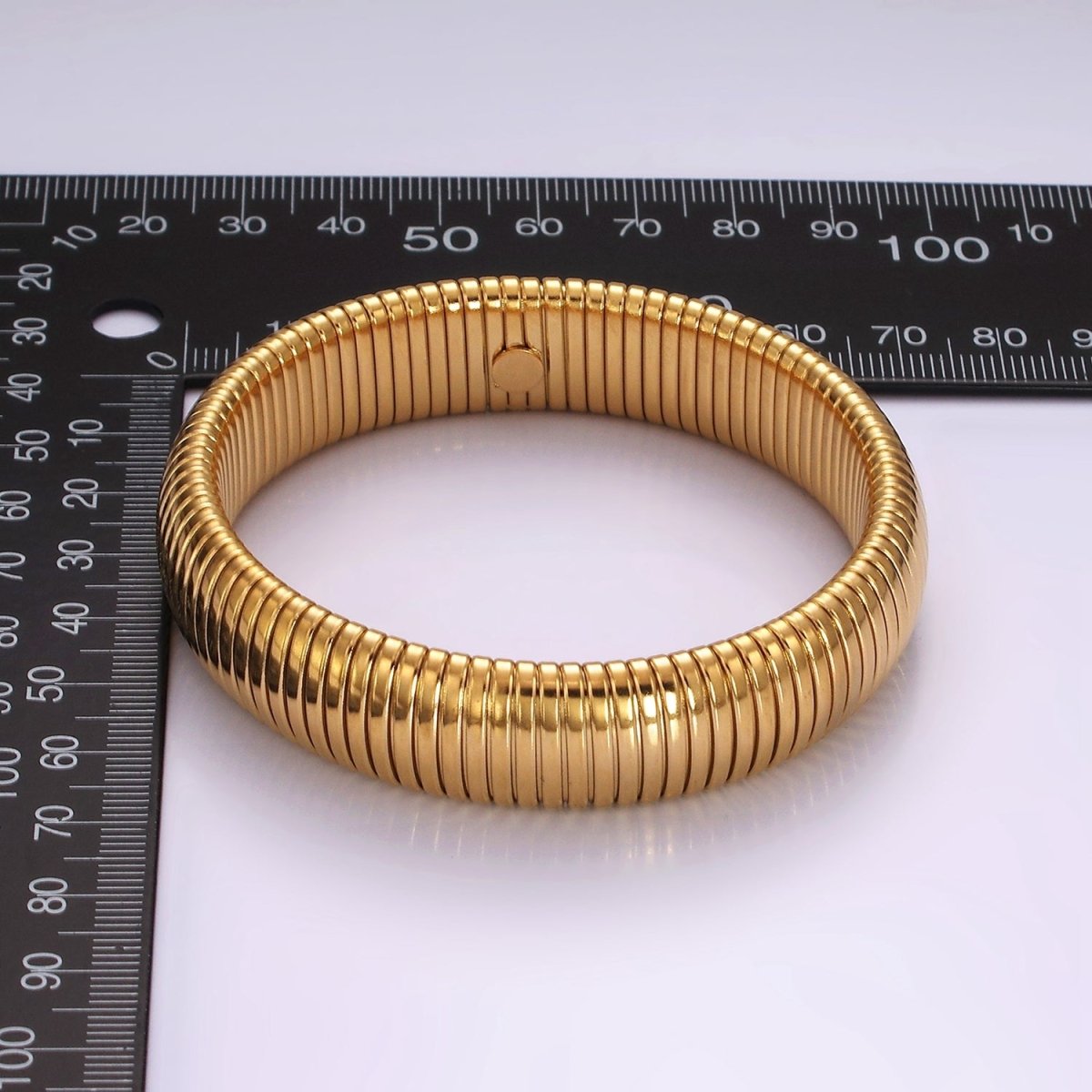 Stainless Steel 11.8mm, 14.8mm Flexible Snake 70mm Bangle Bracelet in Gold & Silver | WA-2325 - WA-2328 - DLUXCA
