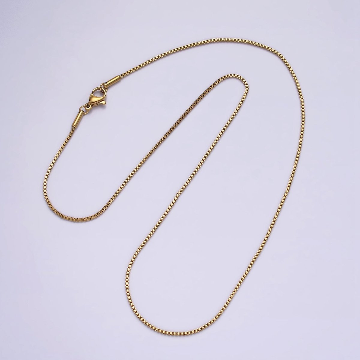 Stainless Steel 1.1mm Dainty Box 17.72 Inch Layering Princess Chain Necklace | WA-2023 Clearance Pricing - DLUXCA
