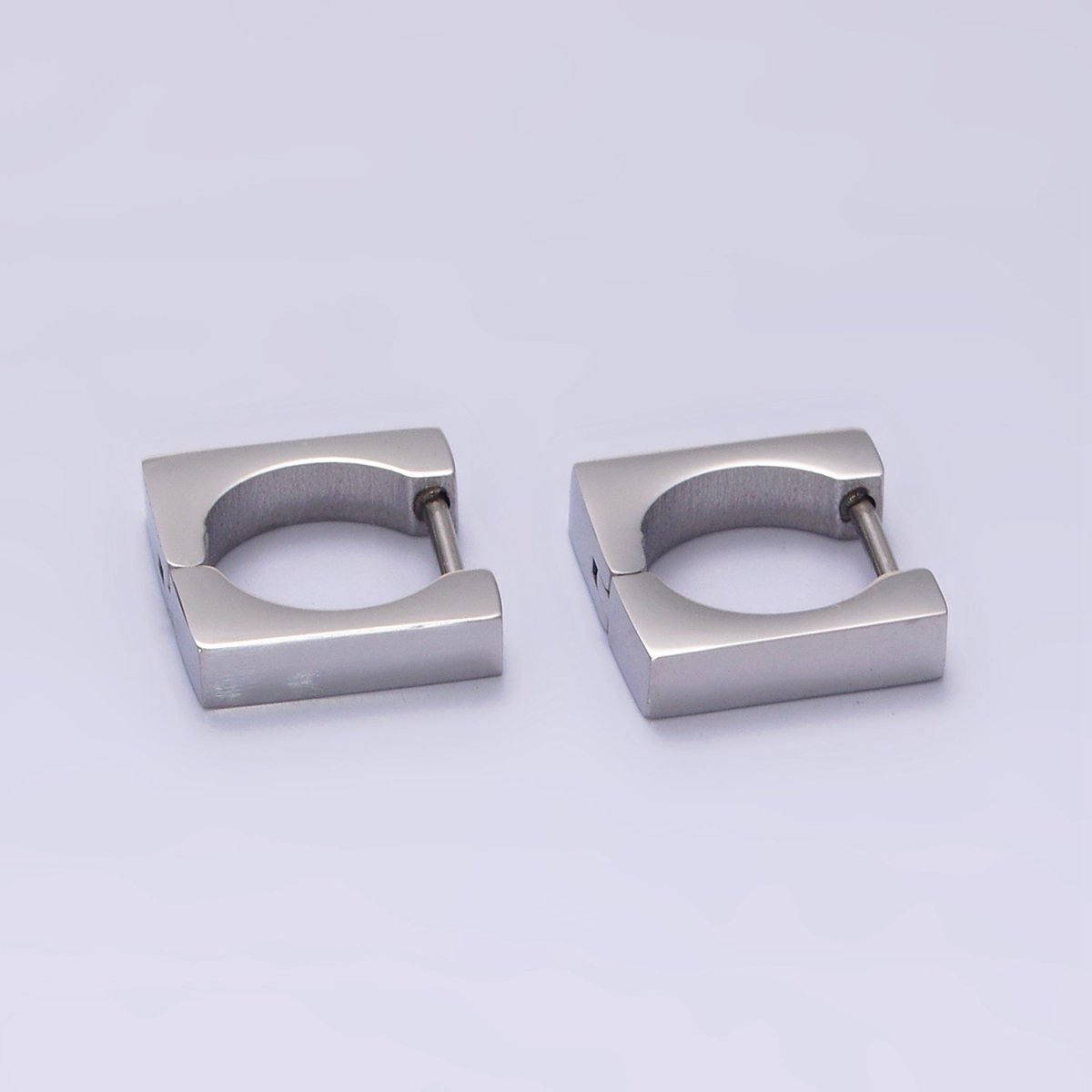 Stainless Steel 11mm Flat Square Cartilage Huggie Earrings in Gold & Silver | V193 V194 - DLUXCA