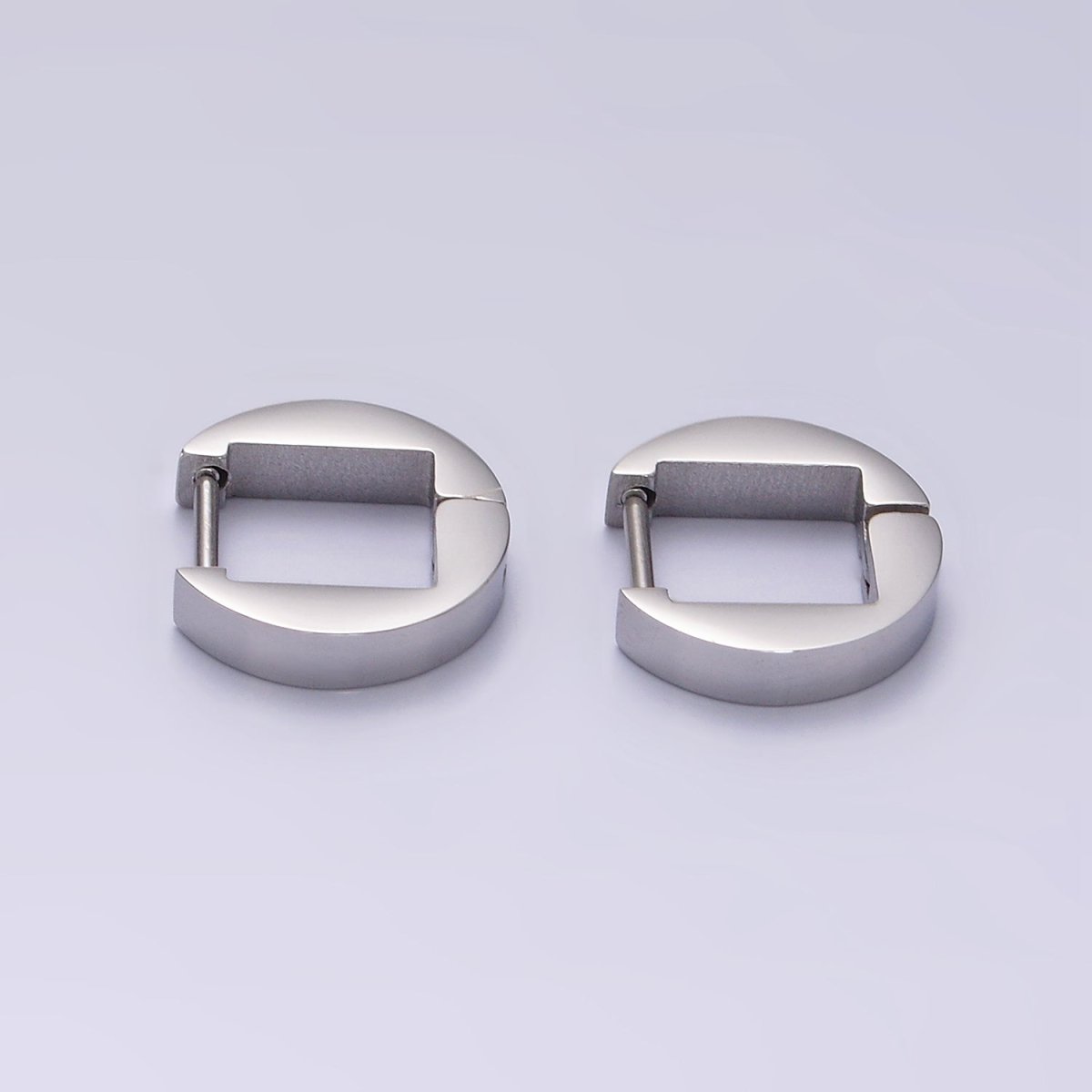 Stainless Steel 12.5mm Flat Round Cartilage Huggie Earrings in Gold & Silver | V197 V198 - DLUXCA