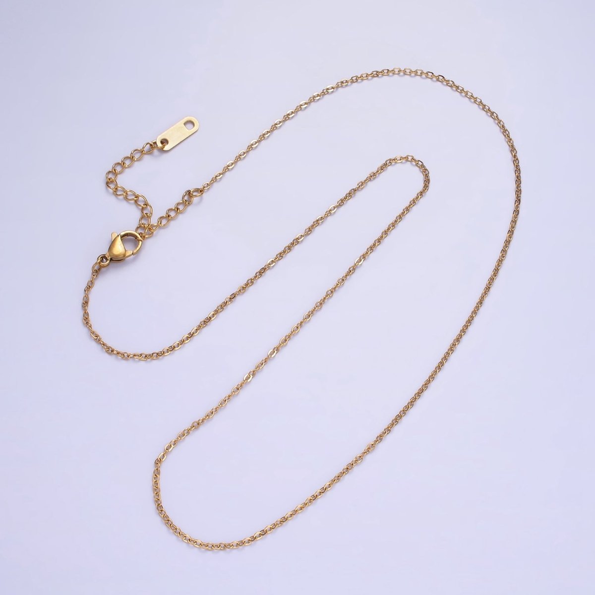 Stainless Steel 1.2mm Cable Chain 18 Inch Necklace w. Extender in Gold & Silver | WA-2476 WA-2477 - DLUXCA