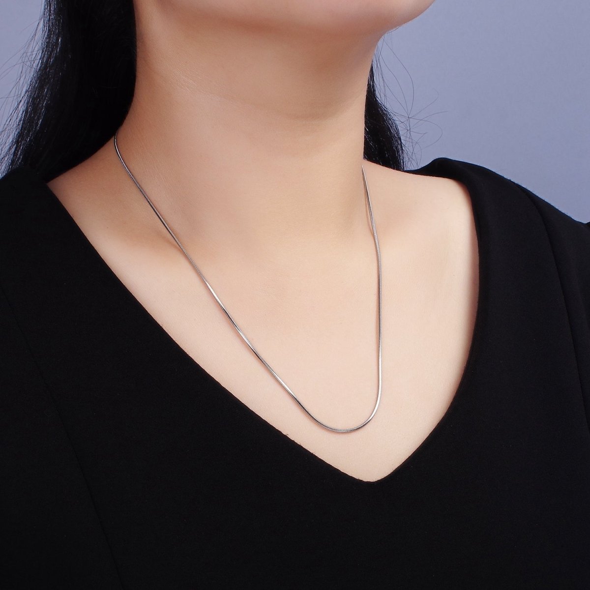 Stainless Steel 1.2mm Dainty Cocoon Omega 20 Inch Layering Chain Necklace | WA-2268 Clearance Pricing - DLUXCA
