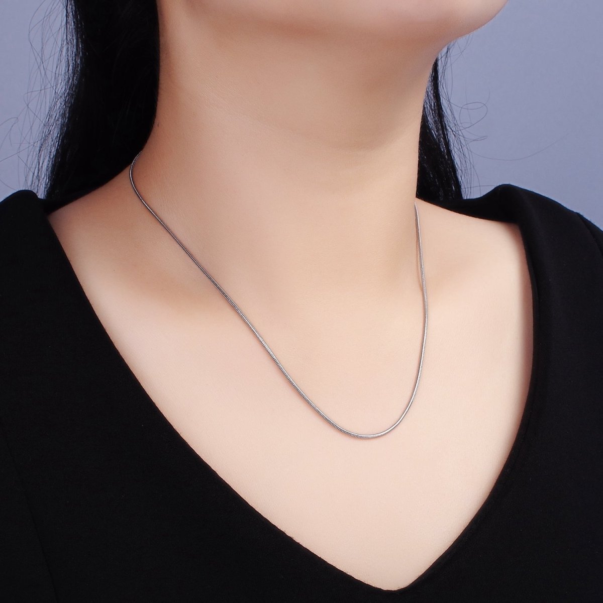 Stainless Steel 1.2mm Dainty Snake Herringbone 18 Inch, 20 Inch Layering Chain Necklace | WA-2261 WA-2262 Clearance Pricing - DLUXCA