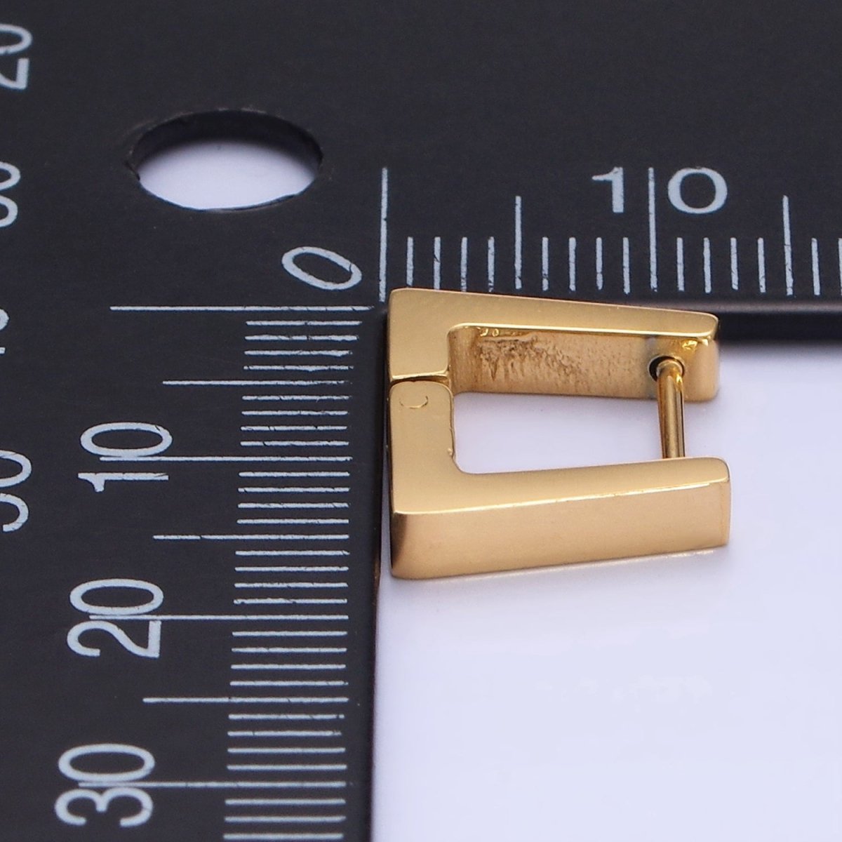 Stainless Steel 12mm Edged Square Huggie Earrings in Gold & Silver | AB1372 AB1373 - DLUXCA
