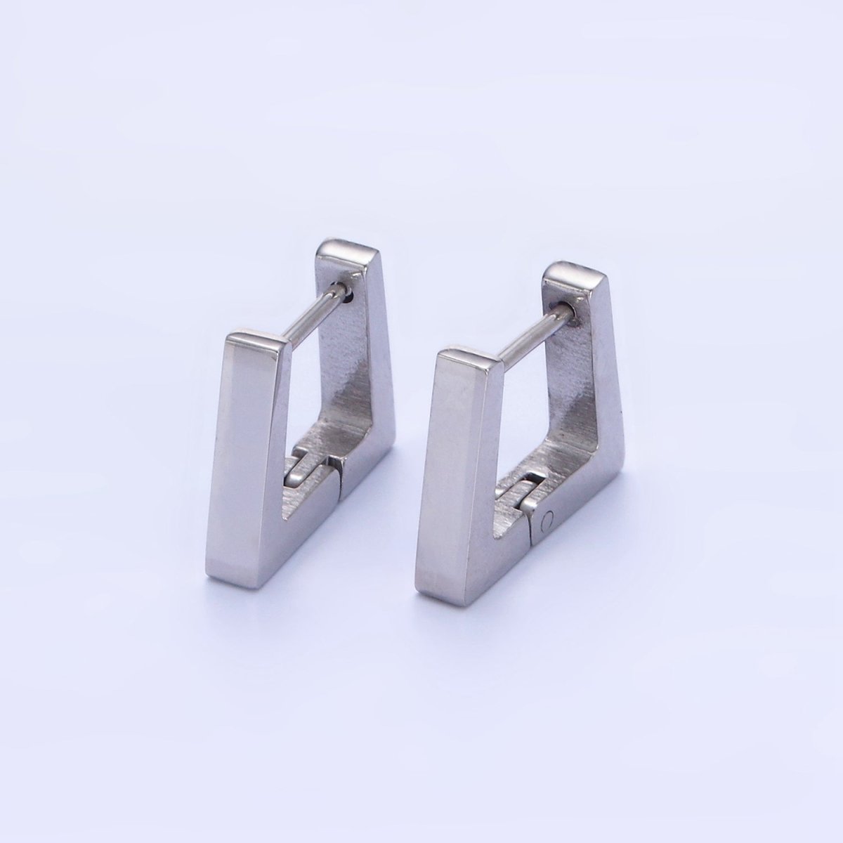 Stainless Steel 12mm Edged Square Huggie Earrings in Gold & Silver | AB1372 AB1373 - DLUXCA
