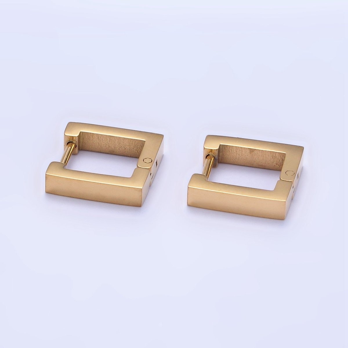Stainless Steel 12mm Square Minimalist Huggie Earrings in Gold & Silver | AB1392 AB1393 - DLUXCA