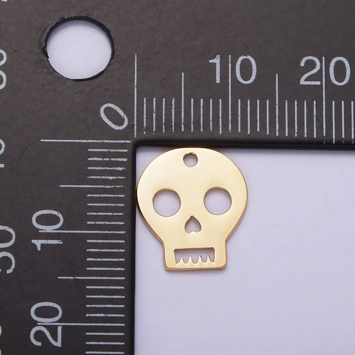 Stainless Steel 13.3mm Open Skull Skeleton Charm | P1240 - DLUXCA